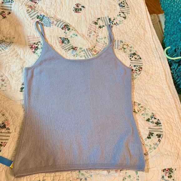 ITALIAN CASHMERE BLUE CAMI CAMISOLE TANK TOP - Picture 2 of 5